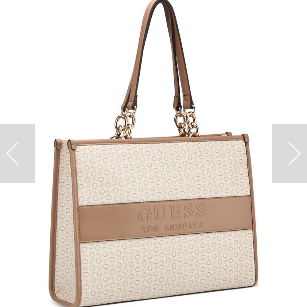 GUESS Cream and Tan Women's Bag